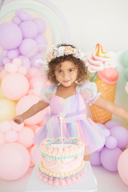 Unicorn Party Baby Girl Rainbow Tulle Romper
