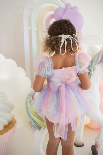 Unicorn Party Baby Girl Rainbow Tulle Romper