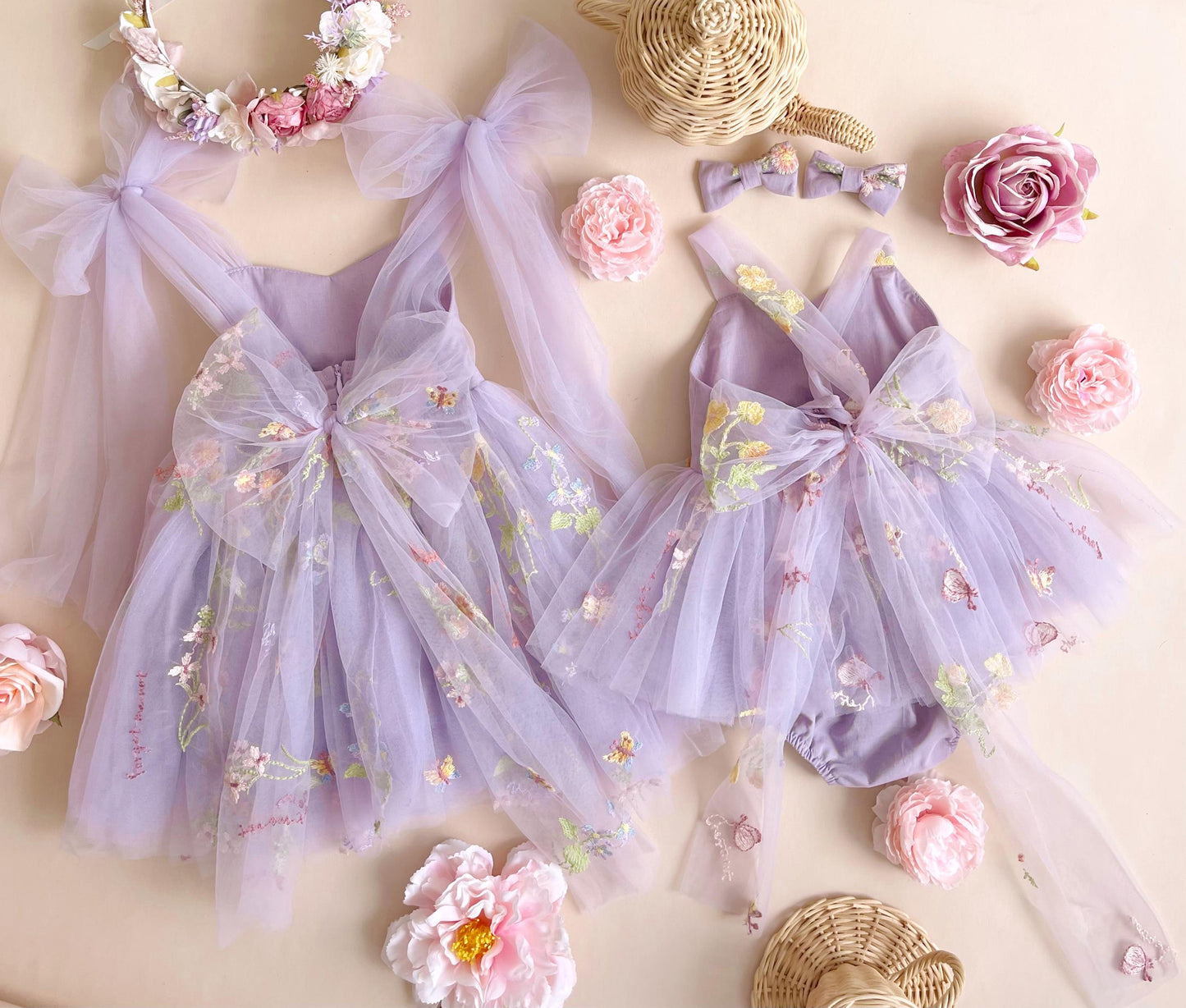 Sugar Plum Lavender Baby Girl Tulle Party Romper