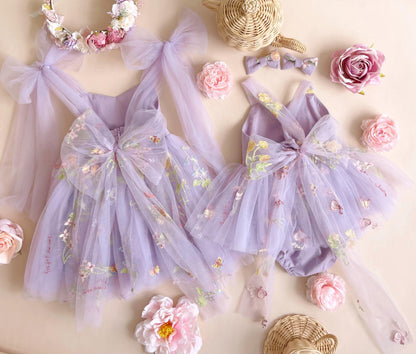 Sugar Plum Lavender Baby Girl Tulle Party Romper
