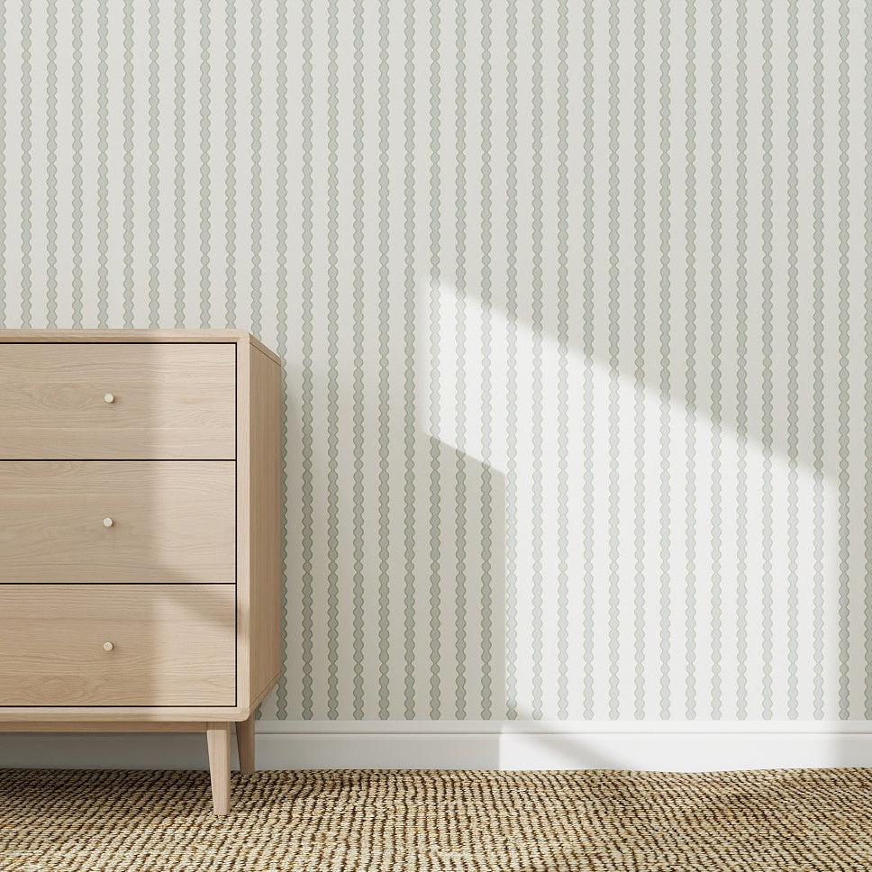 Little Abacus Stripe Wallpaper, Blue and Green