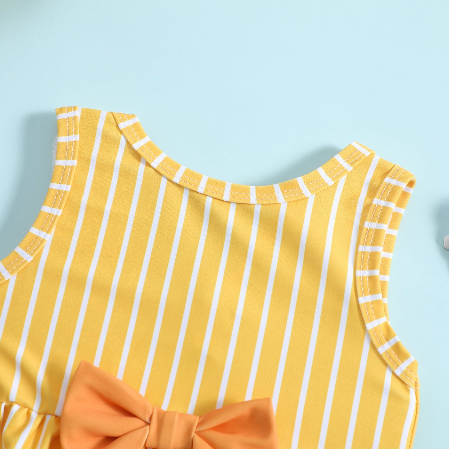 Girls Striped Print Swimsuit Two-Piece Set