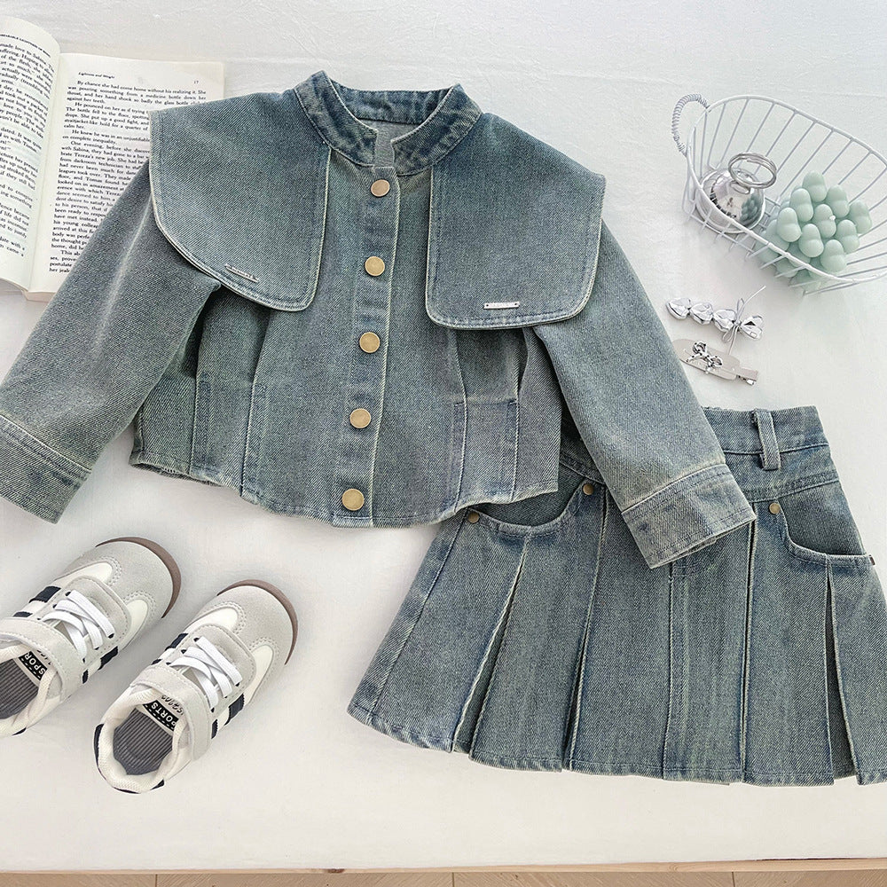 Girls Autumn Elegant Outfit Girls Fall School Outfit Two-Piece Set