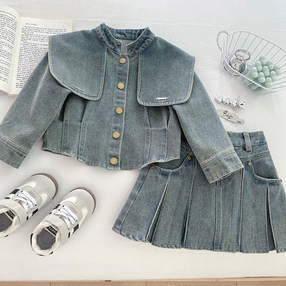 Girls Autumn Elegant Outfit Girls Fall School Outfit Two-Piece Set
