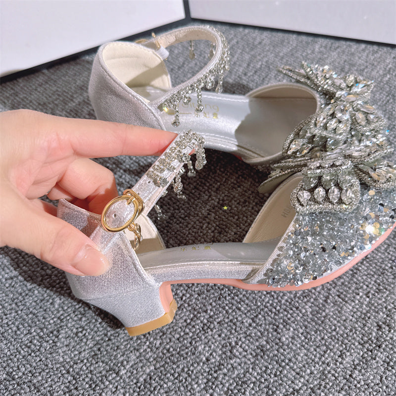 Girls Summer Rhinestone Bow Princess Shoes Flower Girl Shoes