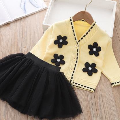 Girls Floral Vacation Outfit Girls Elegant School Outfit Two-piece set