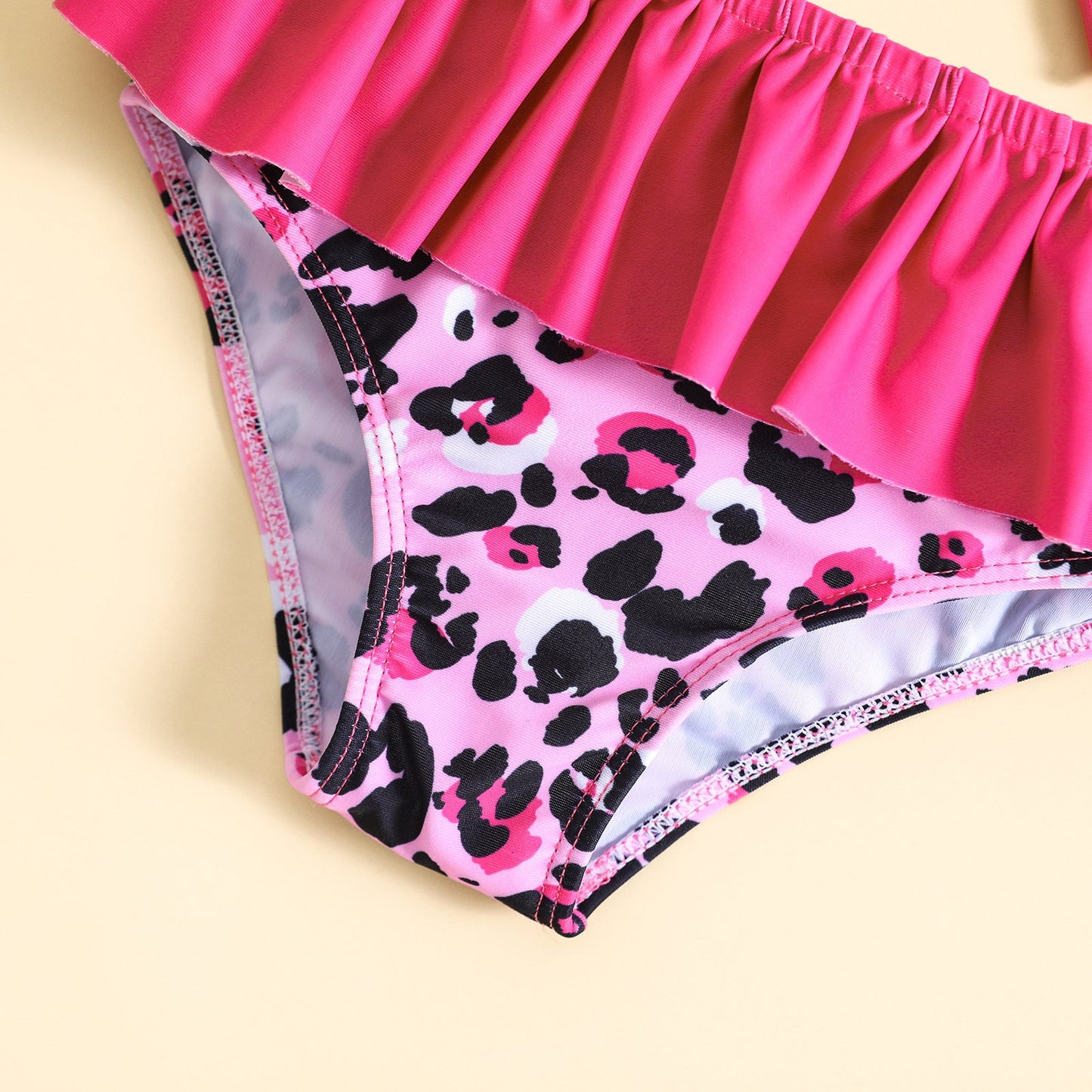 Children's Leopard Print Swimsuit Girls' Bow Swimsuit Two-piece Set