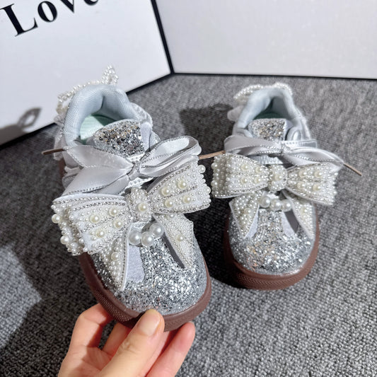 Autumn Girls' New Sports Silver Princess Shoes