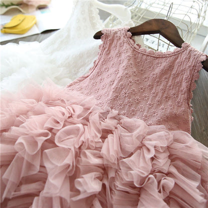 Girls Summer Birthday Party Dress Kids Lovely Lace Flower Girl Princess Dress