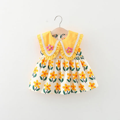Toddler Summer Holiday Dress Girls Floral Vacation Dress