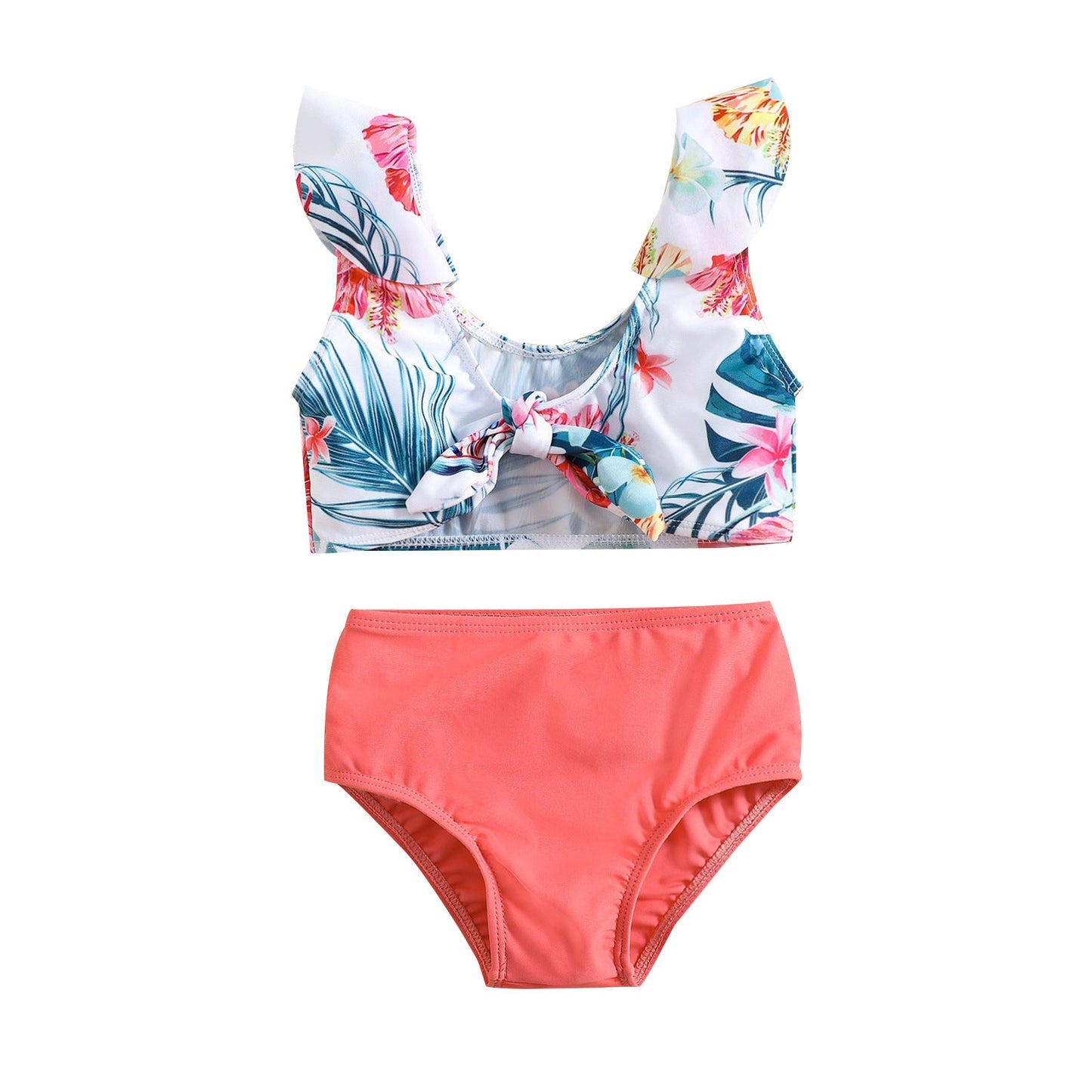 Girls Puff Sleeve Cute High Elastic Swimsuit