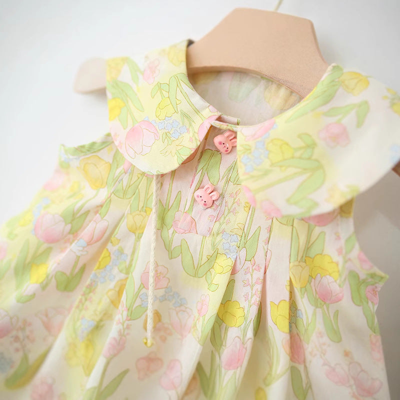 Girls Summer Holiday Dress Girls Floral Vacation Dress