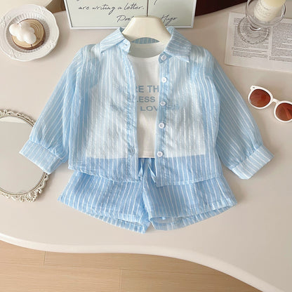 Girls School Daily Outfit Girls Summer Holiday Outfit Three-piece Set