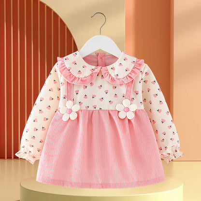 Girls Floral Vacation Dress Girls Autumn School Dress