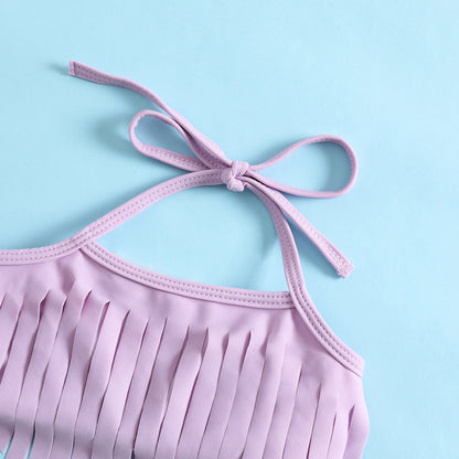 Summer Mermaid Swimsuit Children's Tassel Swimsuit Two-piece Set