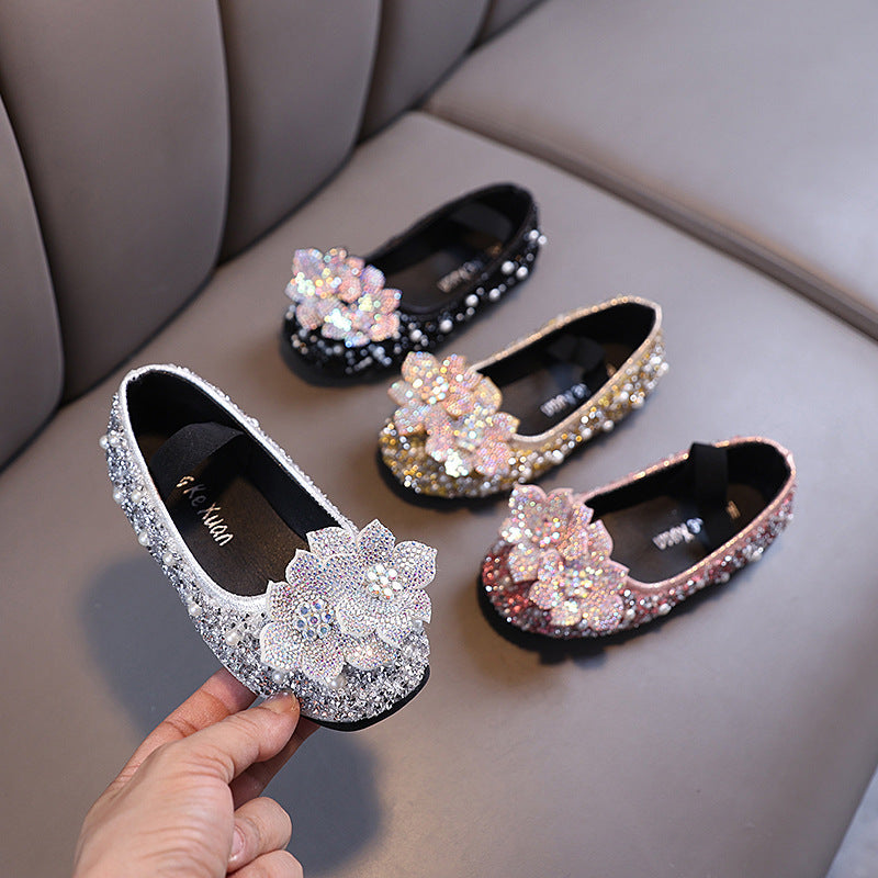 New Baby Princess Rhinestone Leather Shoes