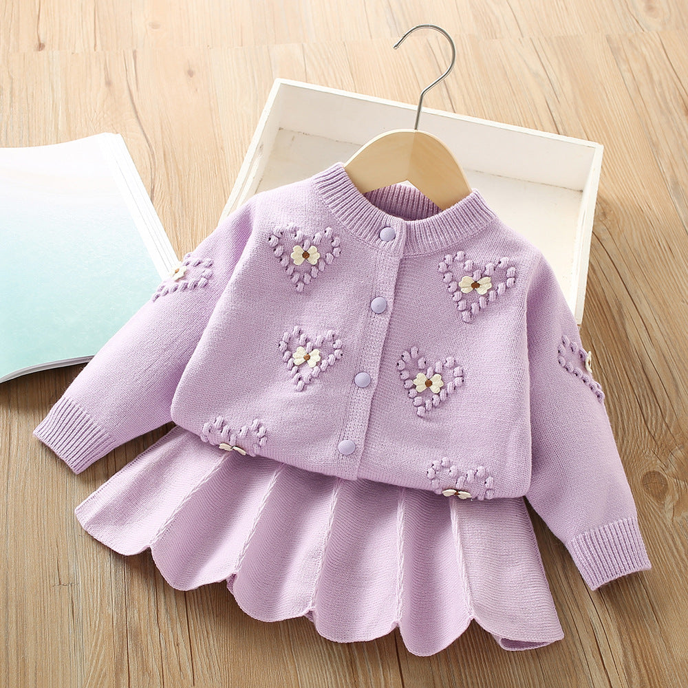 Girls Classic Outfit Girls Autumn School Outfit Two-Piece Set