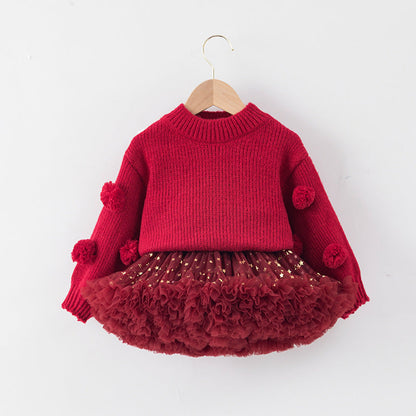 Girls Elegant Birthday Outfit Girls Comfortable Outfit Two-piece Set