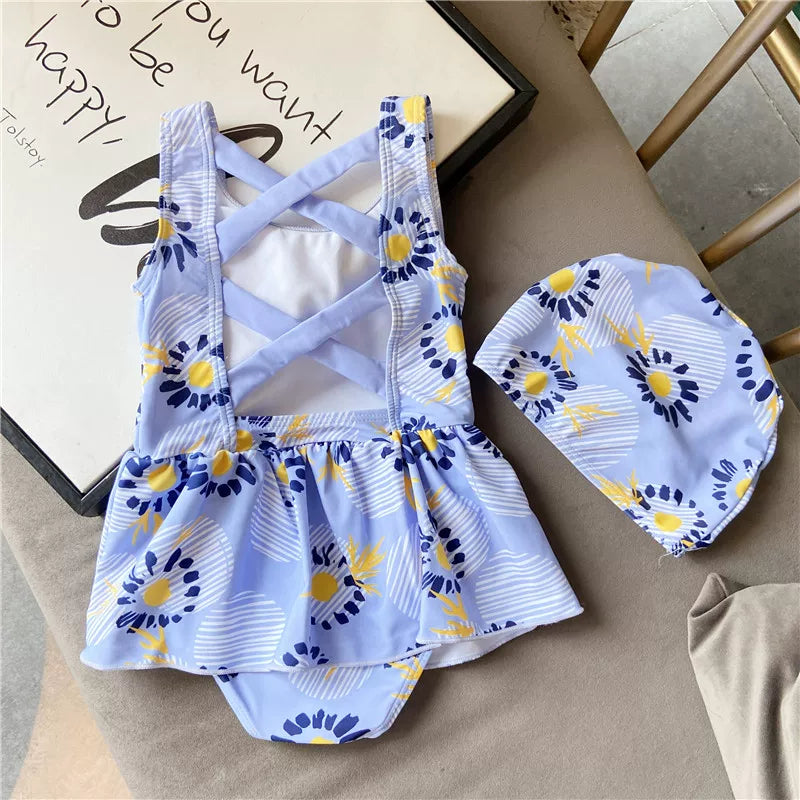 Girls Cute Princess Onesie Swimsuit