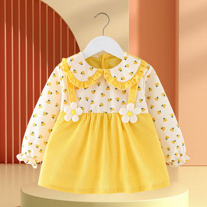 Girls Floral Vacation Dress Girls Autumn School Dress