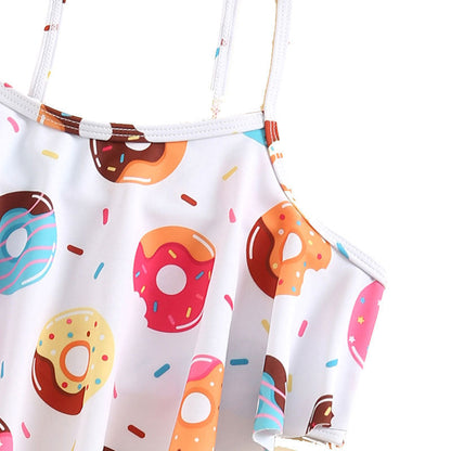 New Children's Cartoon Swimsuit Girls Suspender Swimsuit Two-piece Set