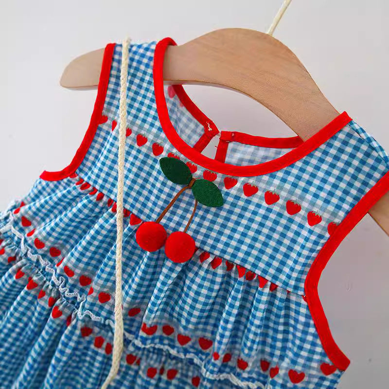 Girls Summer Plaid Dress Girls Vacation Dress