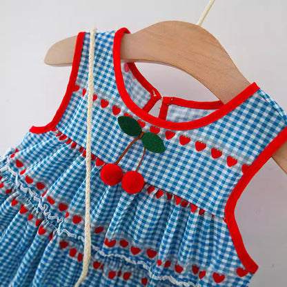 Girls Summer Plaid Dress Girls Vacation Dress