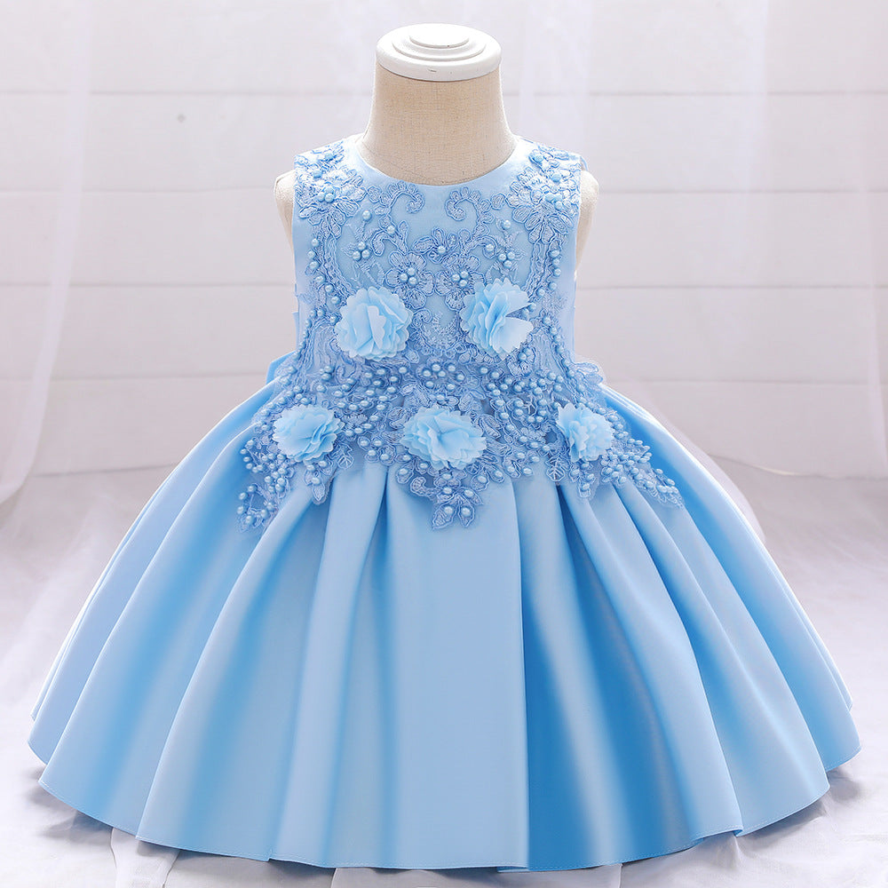 Baby Girl Birthday Party Dress Easter Dress Toddler Embroidered Texture Sleeveless Princess Dress