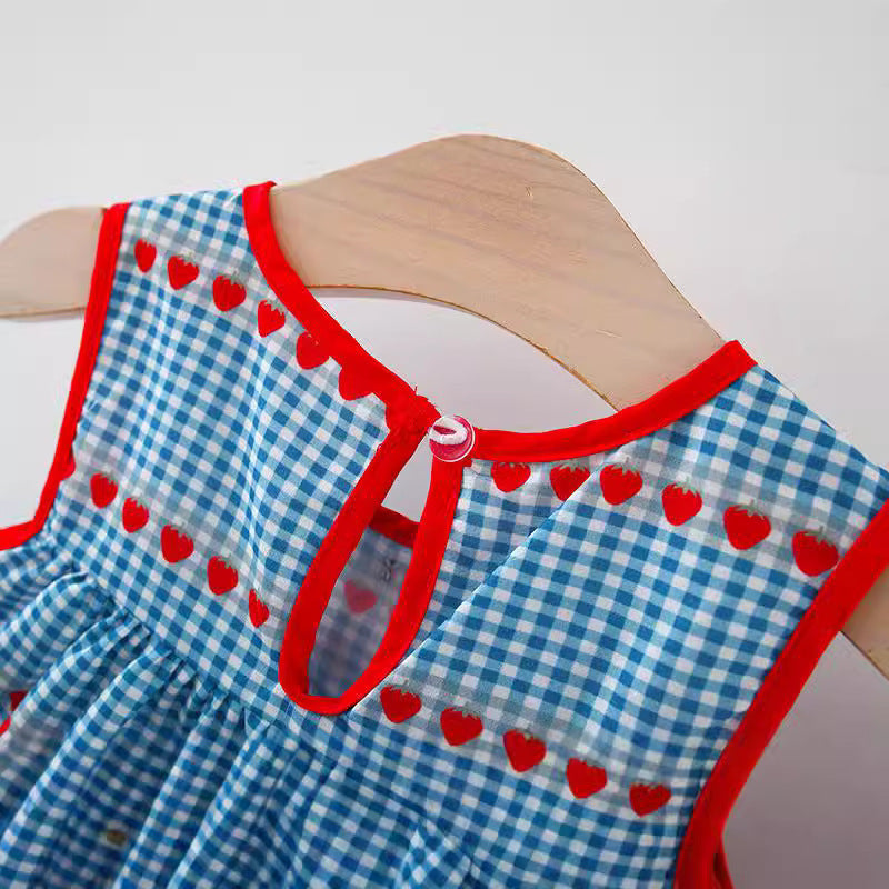 Girls Summer Plaid Dress Girls Vacation Dress