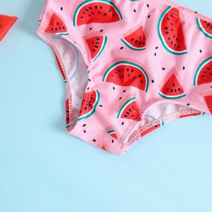 Baby Girls Swimsuit Set Cute Watermelon Bikini 3-piece Bowknot Swimsuit