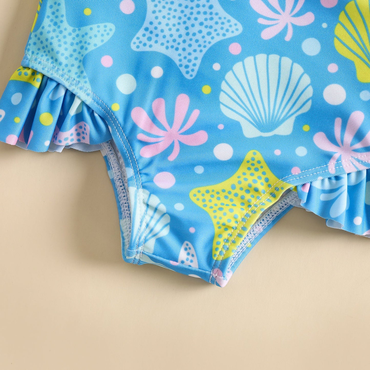 Girls' Swimsuit With Shell Print