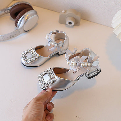 Girls New Summer Rhinestone Princess Leather Shoes