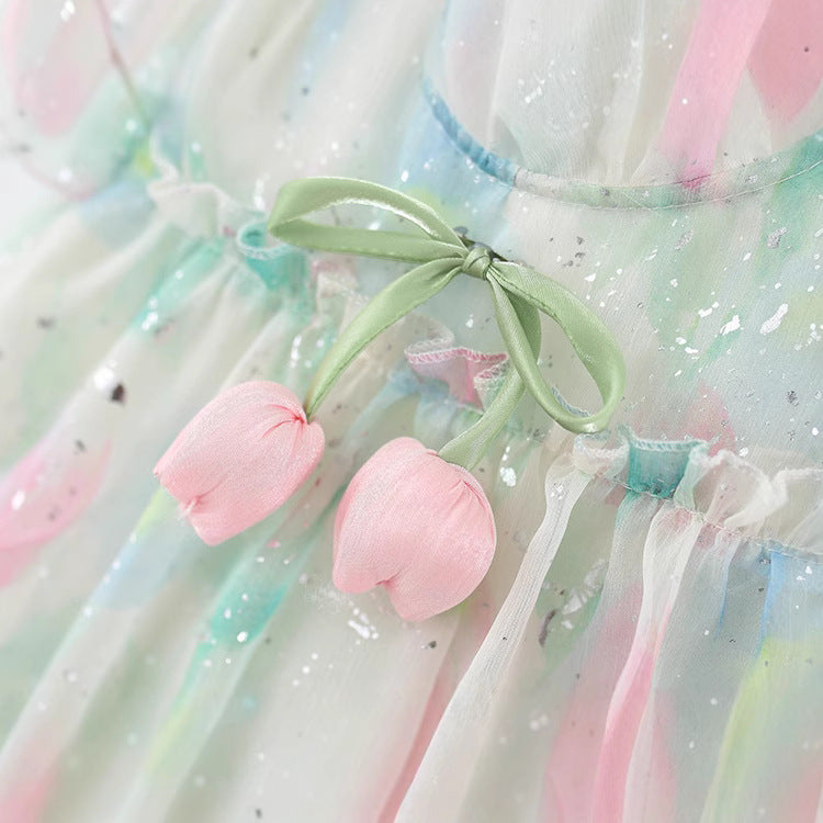 Baby Summer Floral Princess Dress Girls Vacation Dress