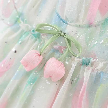 Baby Summer Floral Princess Dress Girls Vacation Dress