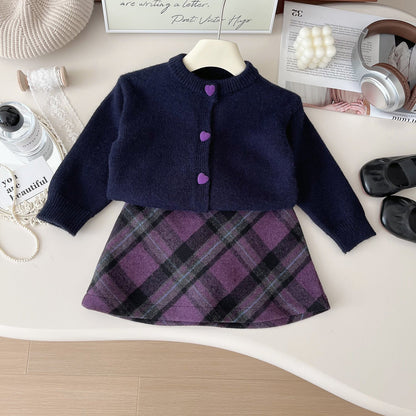 Girls Fall School Plaid Outfit Girls School Daily Outfit