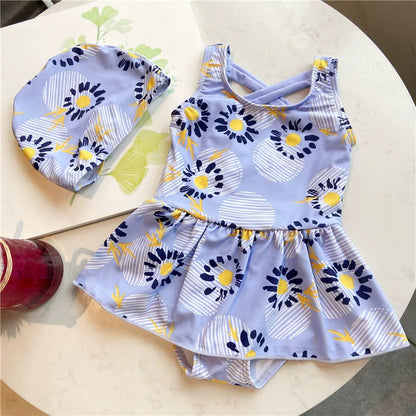 Girls Cute Princess Onesie Swimsuit