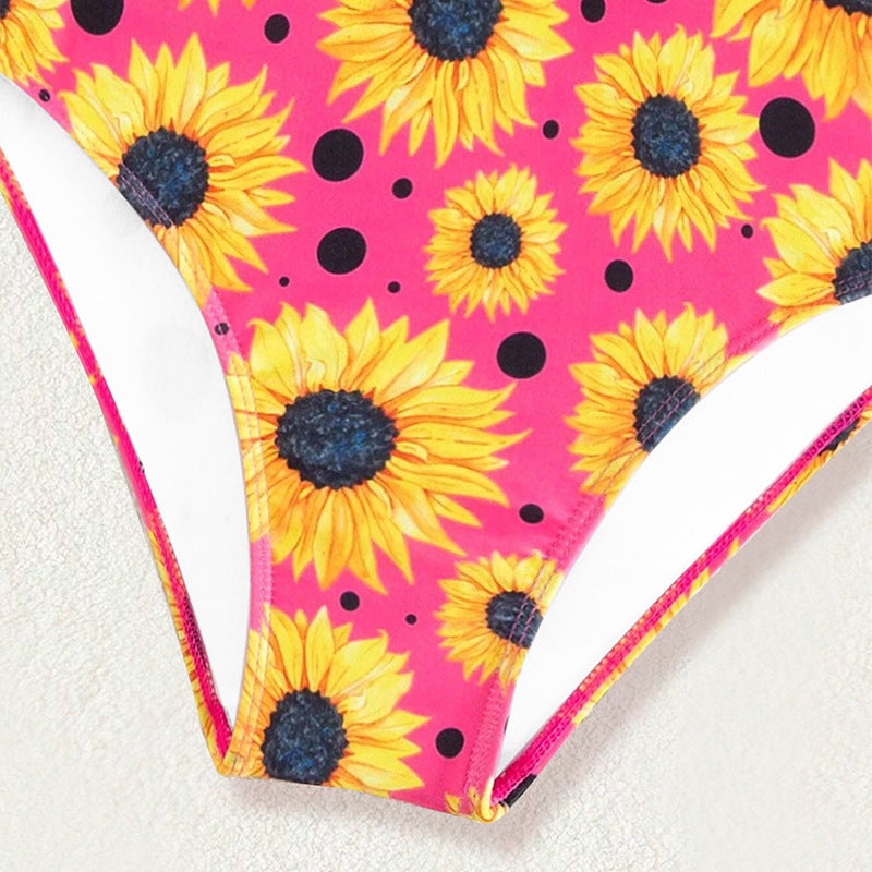 Girls New Summer Sunflower Onesie Swimsuit