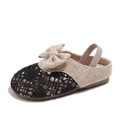 Girls' New Summer Hollowed-out Bow Sandals