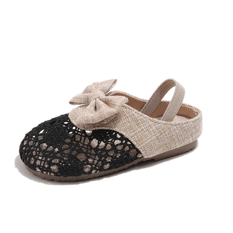 Girls' New Summer Hollowed-out Bow Sandals