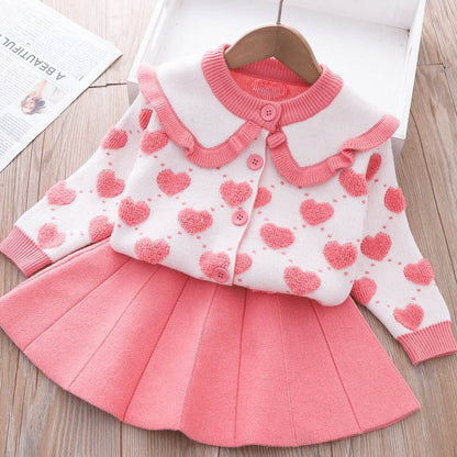 Girls Autumn Elegant School Outfit Girls Princess Outfit Two-piece Dress