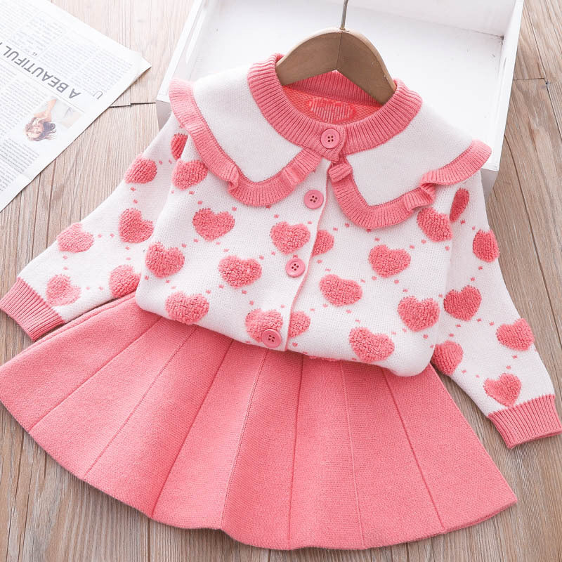 Girls Autumn Elegant School Outfit Girls Princess Outfit Two-piece Dress