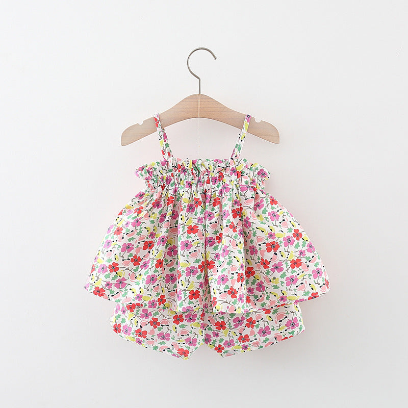 Girls Holiday Floral Outfit Girls Summer Vacation Outfit Two-piece set