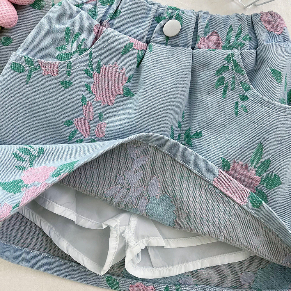 Girls Summer Vacation Outfit Girls Floral Outfit Two-piece Set