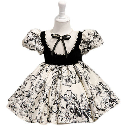 Girl Formal Dresses Easter Dress Baby Girl Summer Bow Printing Princess Dress Toddler Prom Dress