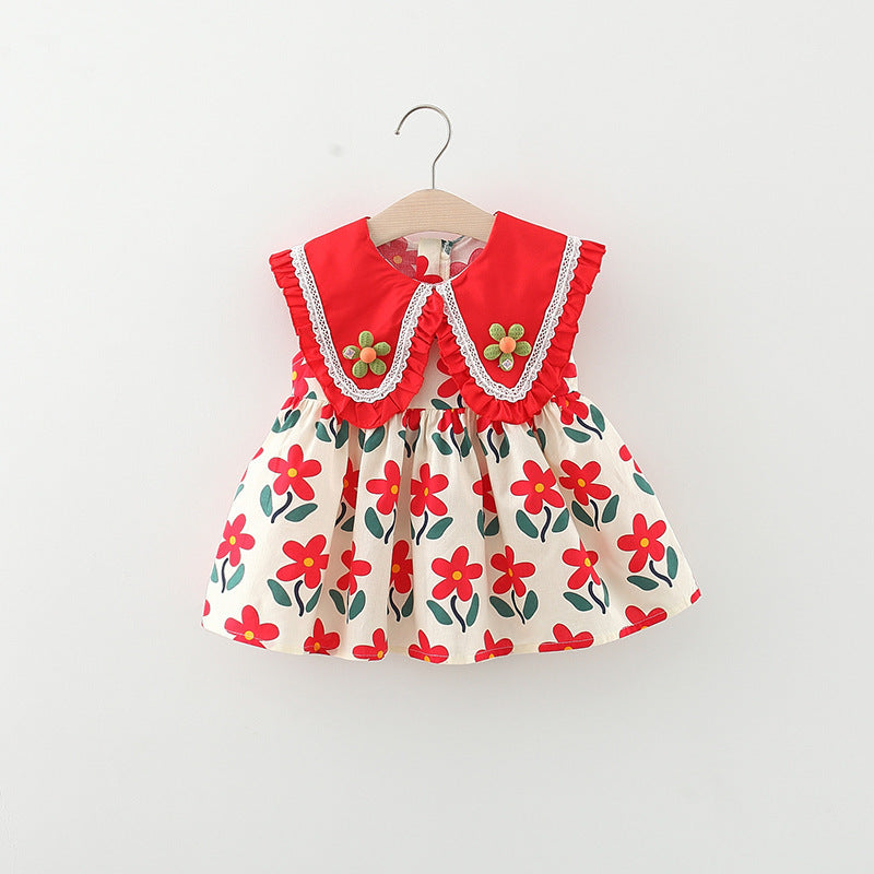 Toddler Summer Holiday Dress Girls Floral Vacation Dress