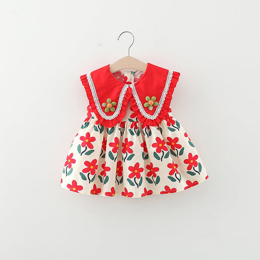 Toddler Summer Holiday Dress Girls Floral Vacation Dress