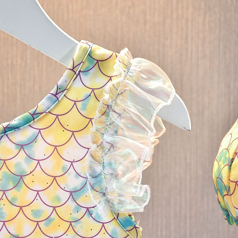 Girls' Summer Quick-Drying Mermaid Bodysuit Swimsuit