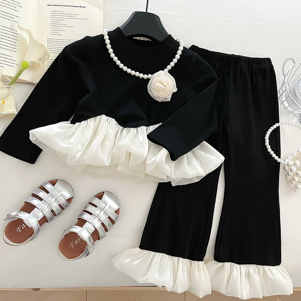 Girls Princess Outfit Girls Autumn Elegant Outfit Two-Piece Set