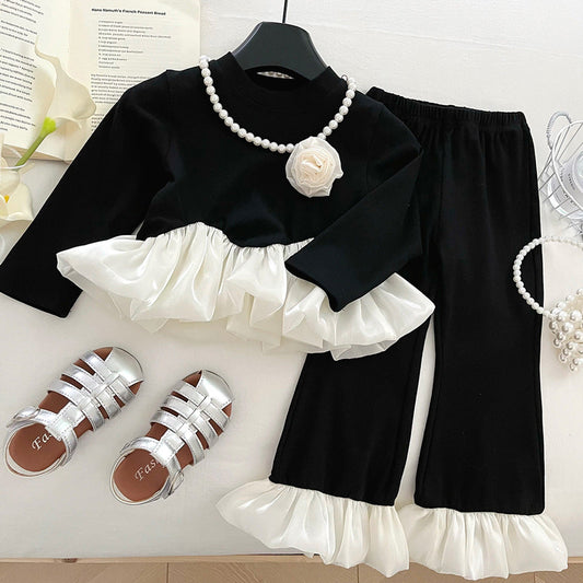 Girls Princess Outfit Girls Autumn Elegant Outfit Two-Piece Set