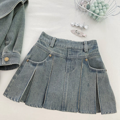 Girls Autumn Elegant Outfit Girls Fall School Outfit Two-Piece Set